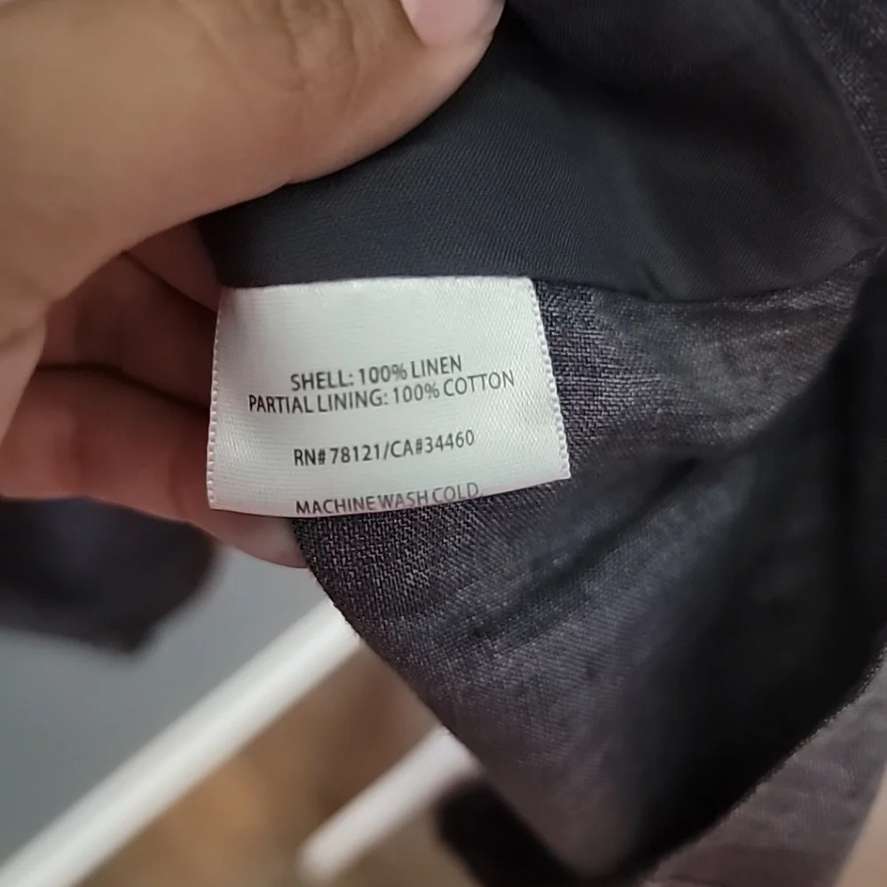 EILEEN FISHER Womens sz 14 Charcoal Gray Italian Linen Blend Blazer Jacket - Picture 5 of 6